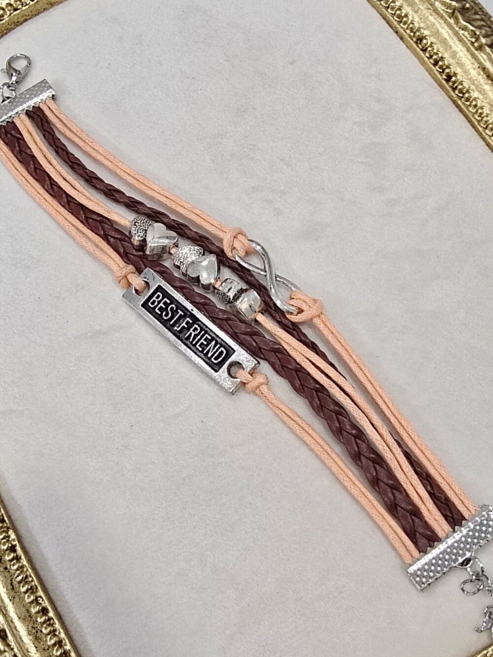 Handmade ✦ Leather Friendship Charm Bracelet ✦ Turtle Hearts Infinity Adjustable